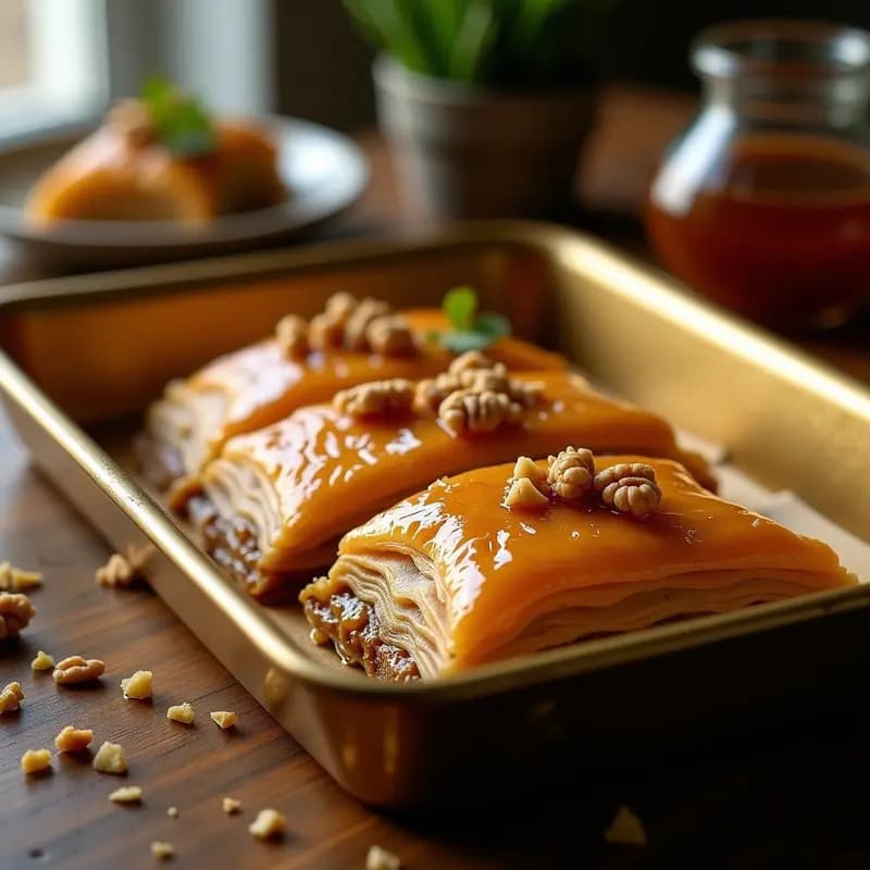 Baklava de Nuez y Miel con Sarmale de Col: Postre Rumano Tradicional