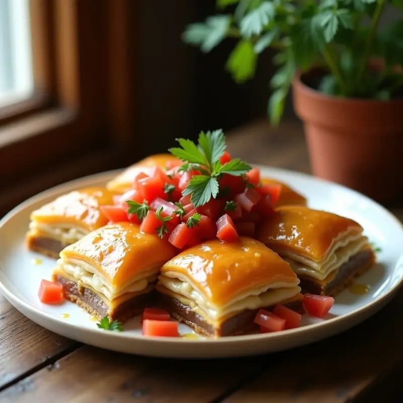 Baklava de Pico de Gallo: Postre Mexicano-Turco Dulce y Picante con Masa Filo