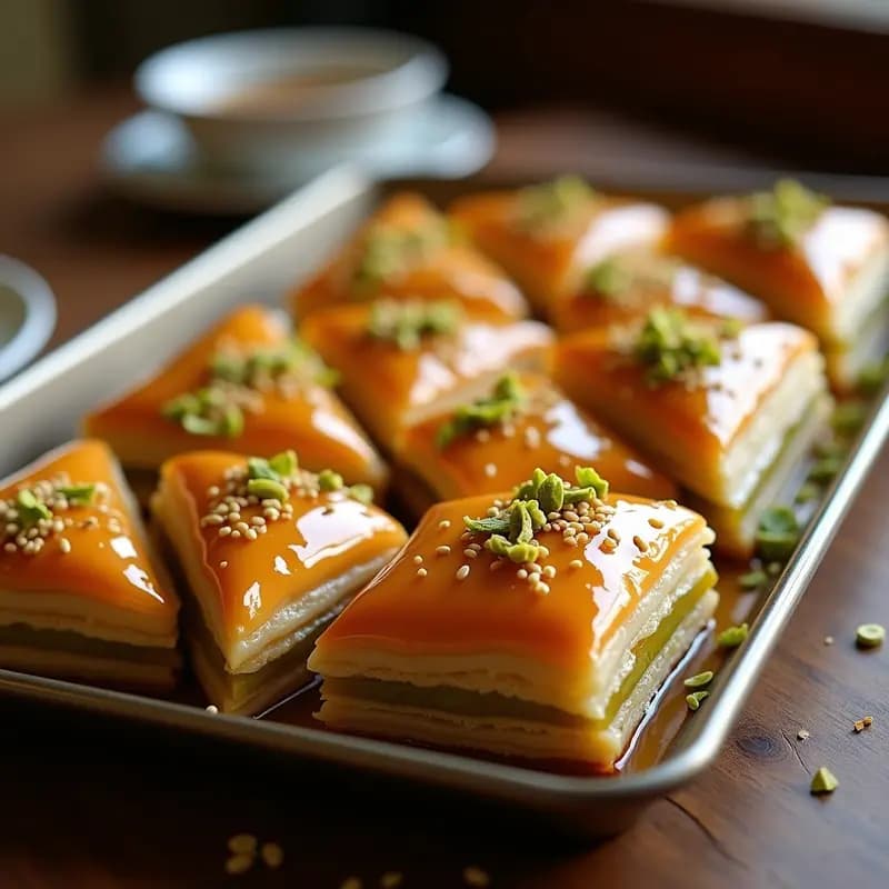 Baklava de Pistacho y Agua de Rosa: Receta Árabe con Capas Ultra Crujientes en Horno