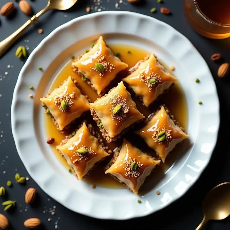Baklava de Pistacho y Cardamomo con Jarabe de Dátiles: Postre Turco Keto