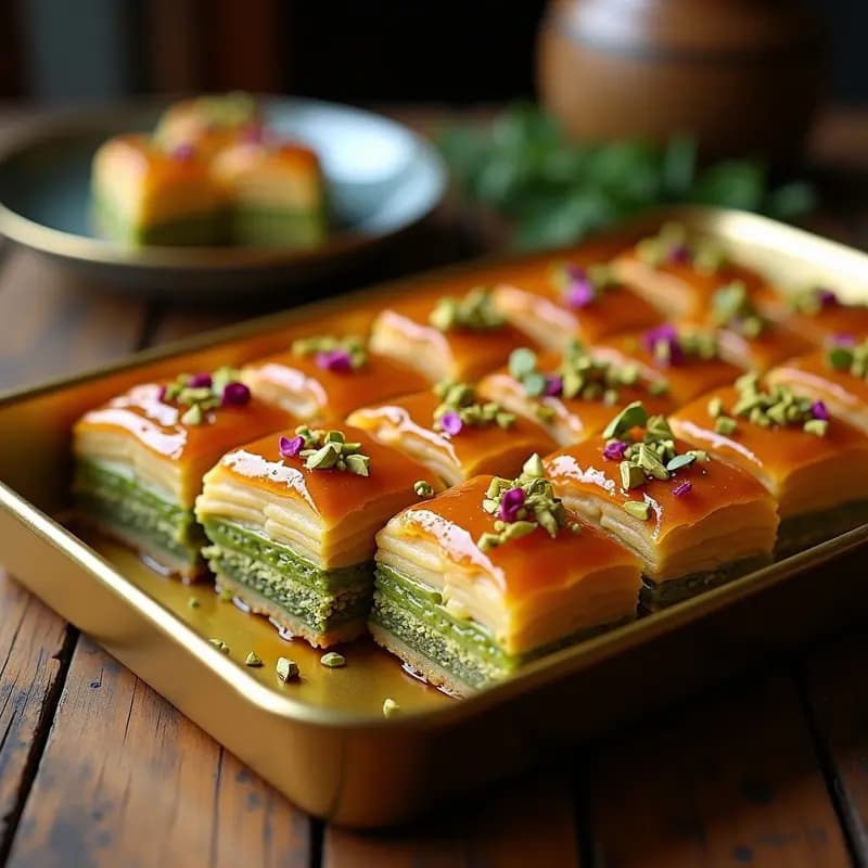 Baklava de Pistacho y Cardamomo: Postre Sirio con Toque de Agua de Azahar