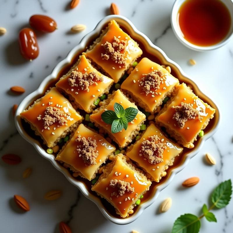 Baklava de Pistacho y Dátiles con Miel de Agave: Postre Turco Vegano Sin Mantequilla y Sin Horno
