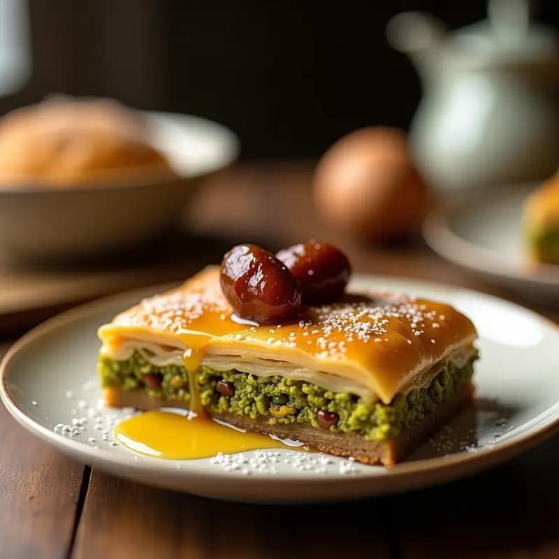 Baklava de Pistacho y Dátiles con Miel de coco: Postre Griego Keto y Sin Refinar