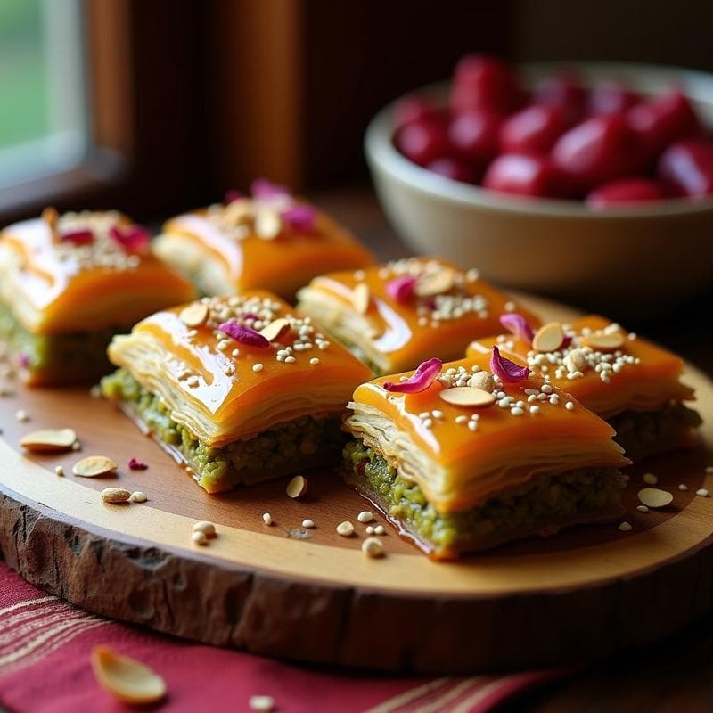 Baklava de Pistacho y Dátiles: Postre Turco Sin Harina y Endulzado con Estevia