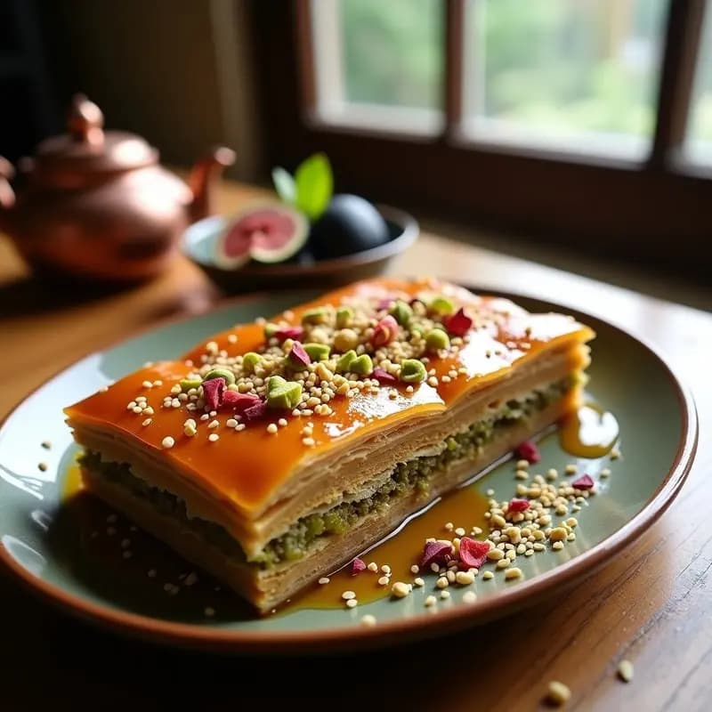 Baklava de Pistacho y Higos: Postre Turco Sin Harina con Sirop de Agave