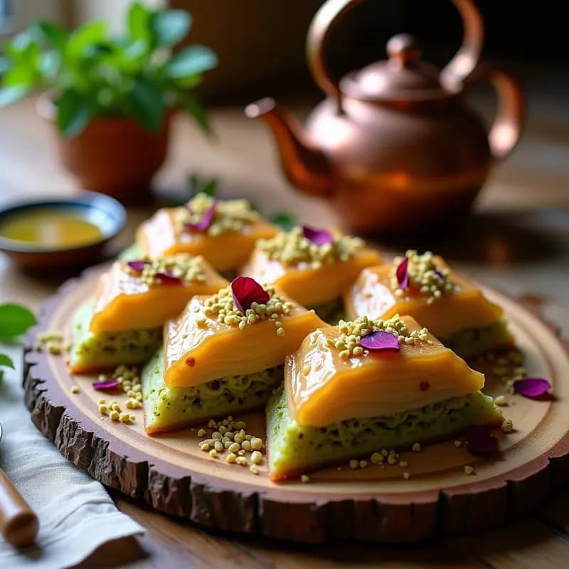 Bakava de Pistacho y Miel de Agave: Postre Armenio Sin Harina