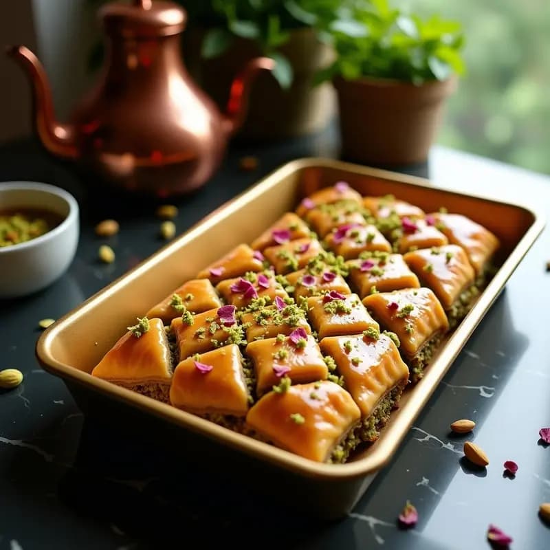 Baklava de pistacho y miel de azahar: Receta Turca crujiente y sin azúcares refinados