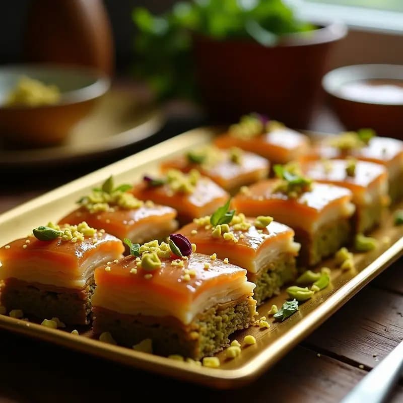 Baklava de pistacho y miele de bergamota: Postre Turco sin azúcar añadido