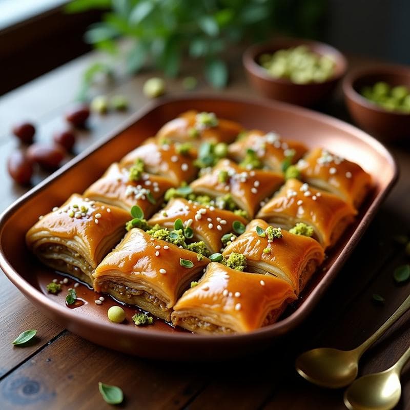 Baklava de Pistacho y Miel de Dátil: Postre Griego Sin Azúcar Refinado en 30 Minutos
