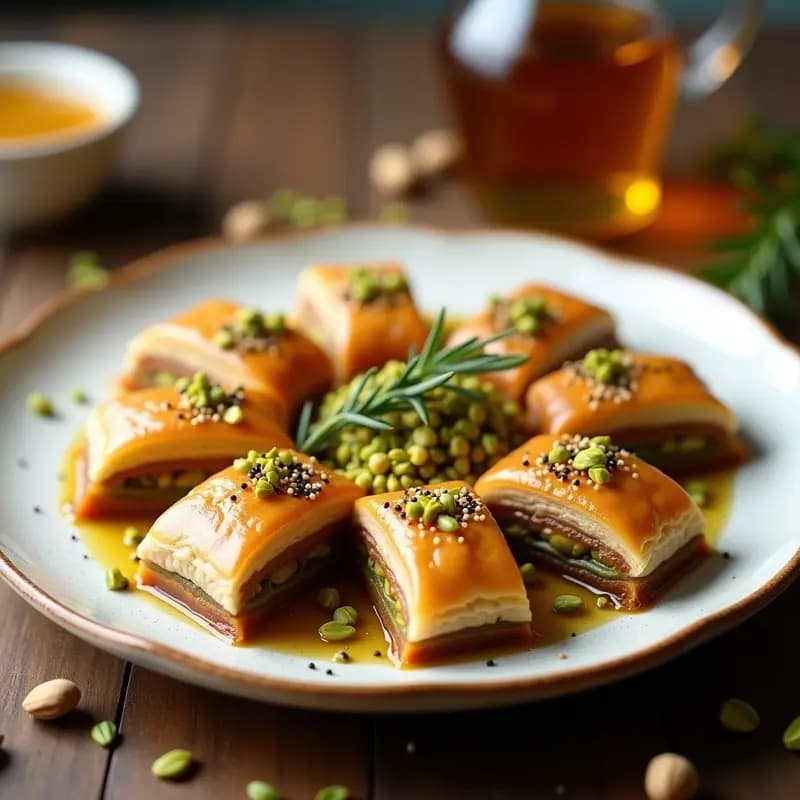 Baklava de Pistacho y Miel de salvo: Receta Turca Vegana con masas filo integrales