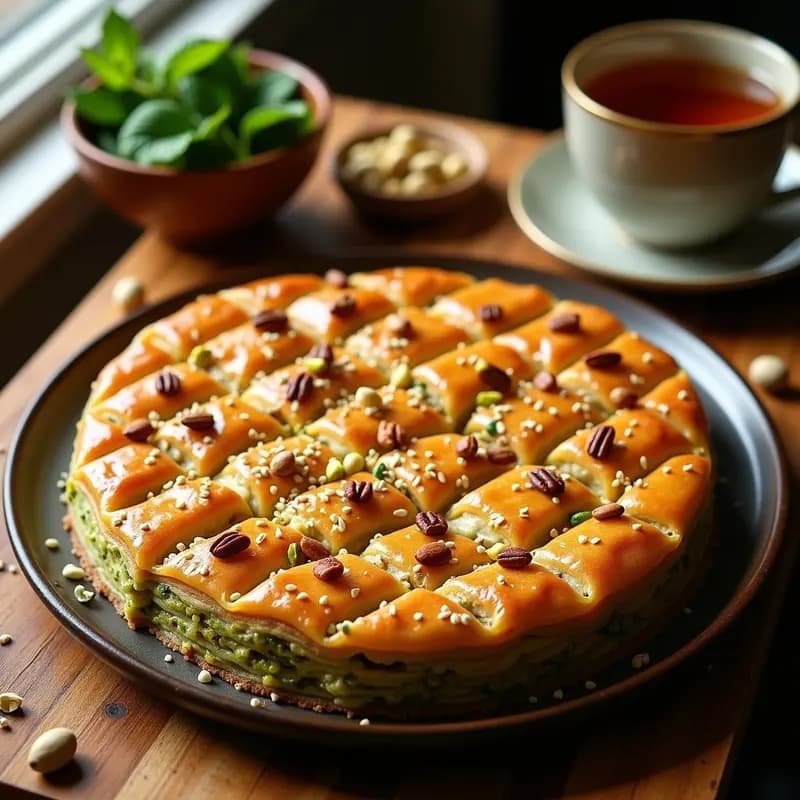 Baklava de Pistacho y Nueces: Postre Turco Sin Azúcar con Edulcorante de Estevia