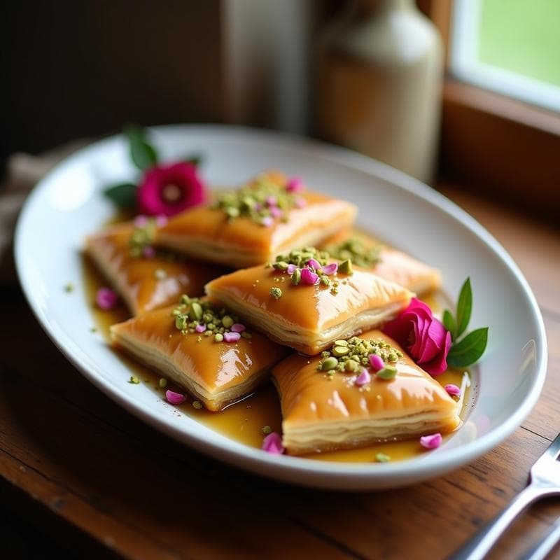 Baklava de Pistacho y Rosa: Postre Turco Keto con Edulcorante de Eritritol