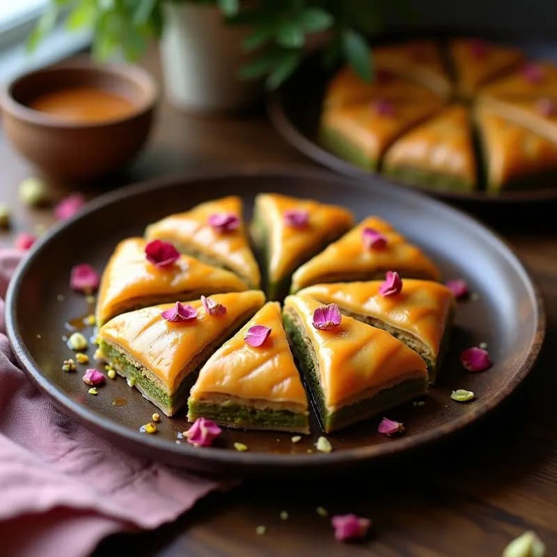 Baklava de Pistacho y ROSAS con Miel de Agave: Receta Turca Sin Gluten y Gourmet