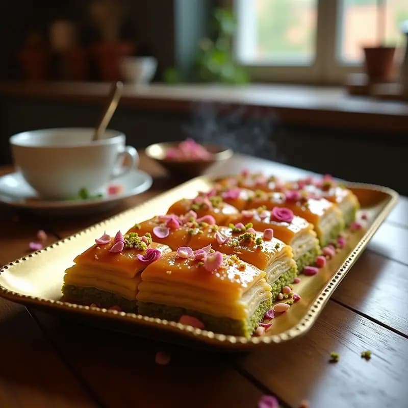 Baklava de Pistacho y Rosen: Postre Turco Sin Miel y Sin Gluten con Toque Floral