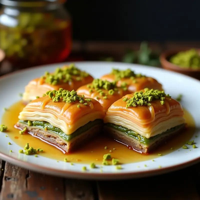 Baklava de Pistacho y Miel con Capas de Filo: Postre Griega Crujiente y Sin Horno en 25 Minutos