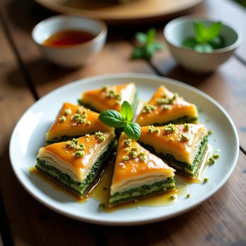 Baklava de Pistacho y New Zealand Spinach: Postre Griego Sin Azúcar en 30 Minutos