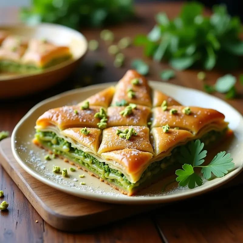 Baklava de Pistacho y Watercress: Postre Turco Crujiente con Toque Verde