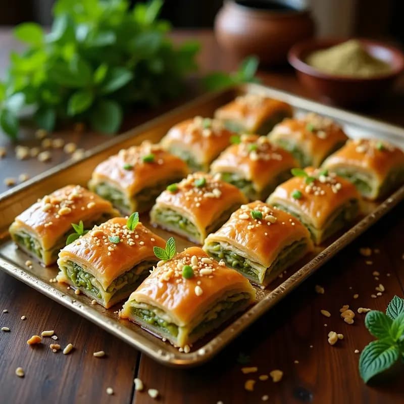 Baklava de Pistacho y Miel de Zaatar: Postre Griego Crujiente y Aromático