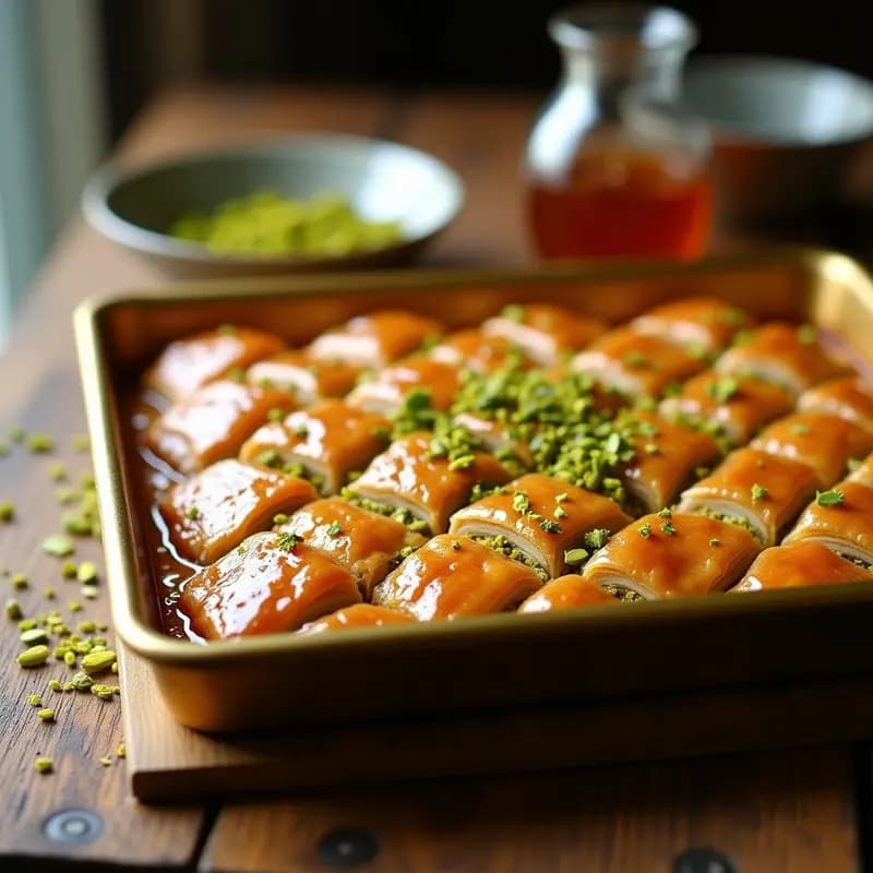 Baklava de Pistachos y Agua de Azahar: Postre Turco Crujiente y Aromático en 45 Minutos