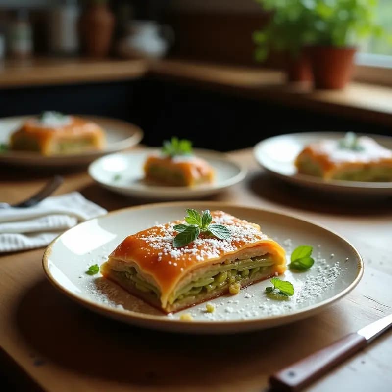 Baklava de Pistachos y Dátiles: Postre Turco Sin Mantequilla y con Endulzante de Coco