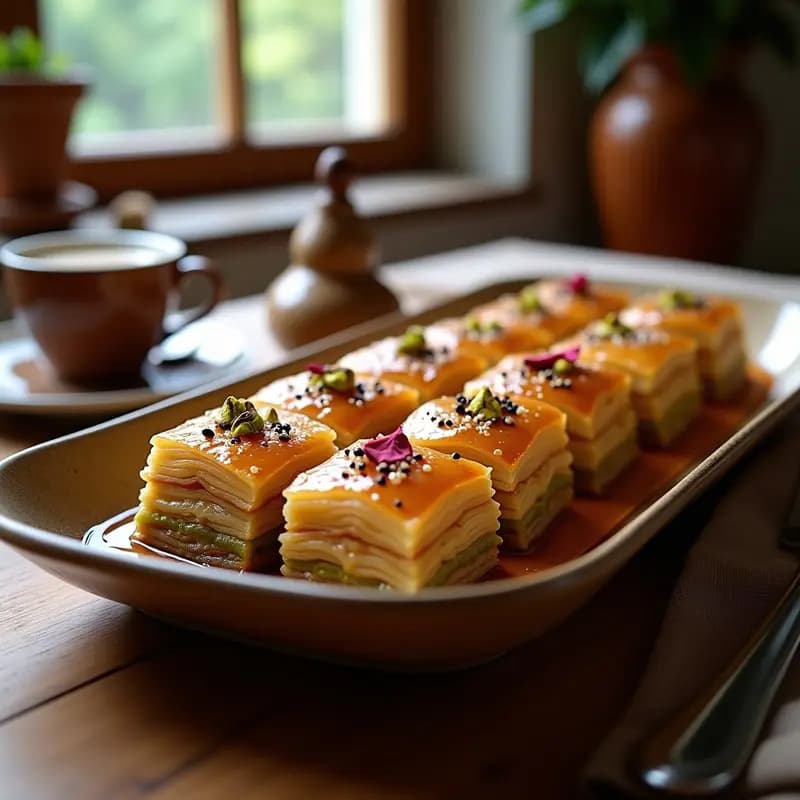 Baklava de Pistachos y Miel de Dátiles con Capas de Phyllo Integral: Postre Griego Saludable
