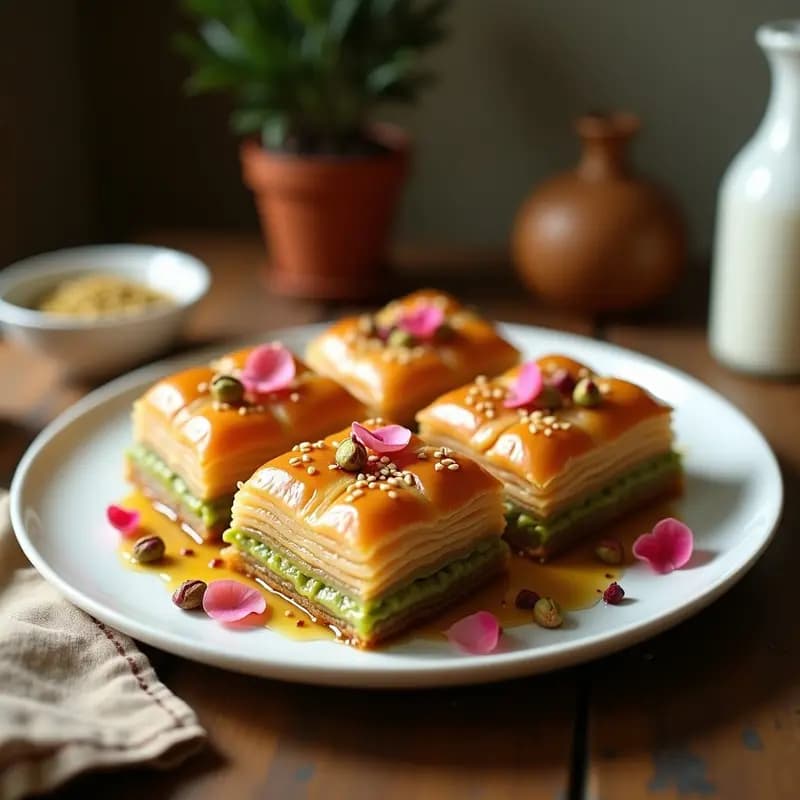 Baklava de Pistachos y Rosa: Receta Turca Crujiente en Airfryer con Toque Floral