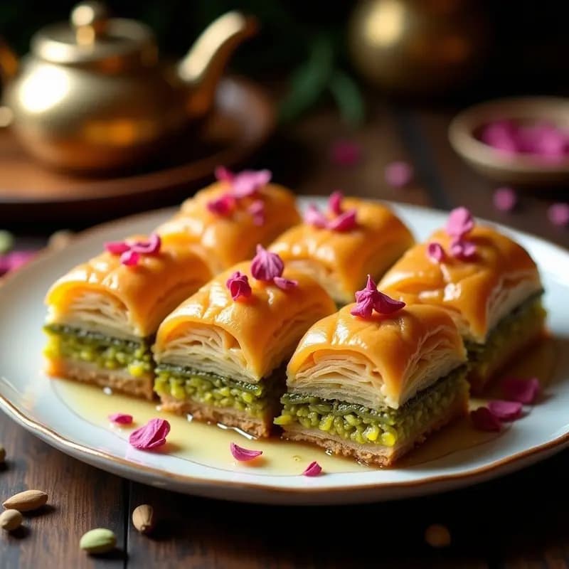 Baklava de Pistachos y Rosa con Miel de Agave: Receta Turca Sin Azúcar Refinado