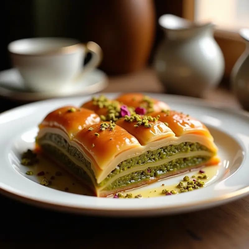 Baklava de Pistachos y Rosen: Postre Turco Crujiente y Sin Azúcar con Edulcorante