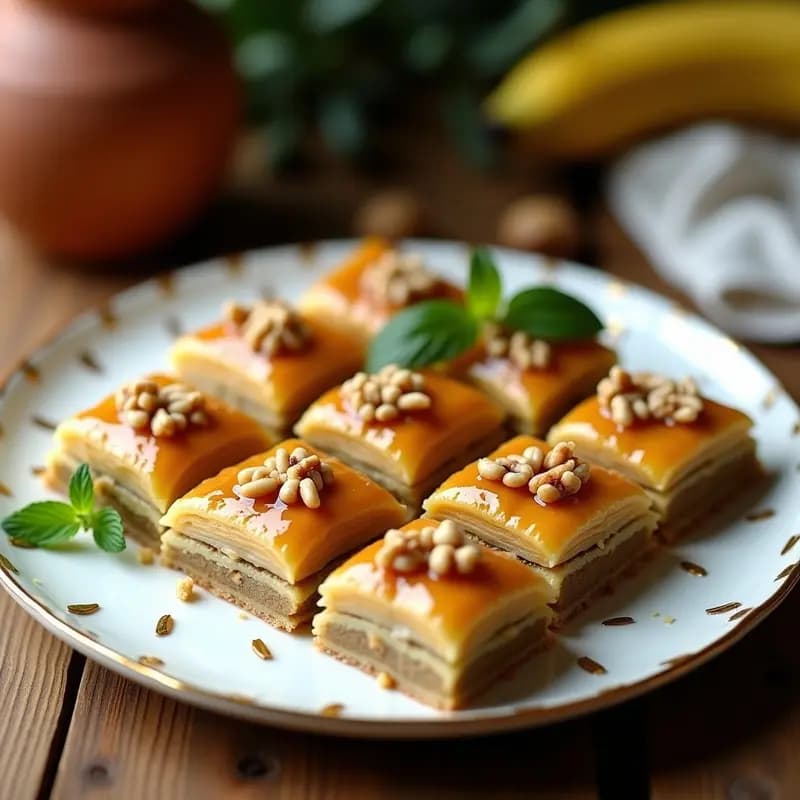 Baklava de Plátano Macho y Nueces: Postre Griego Sin Azúcar y Sin Harina
