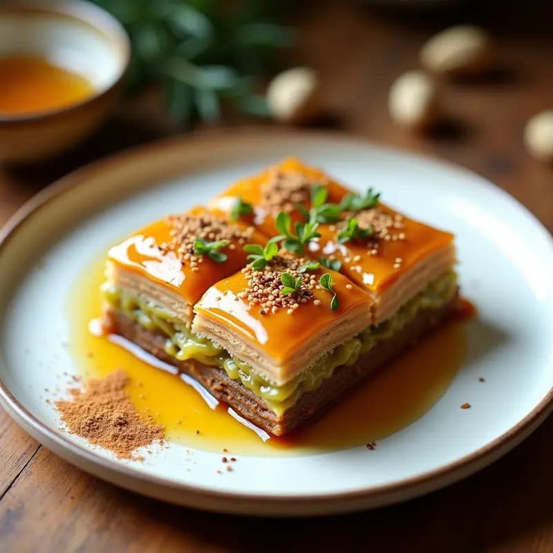 Baklava Turca con Pistachos y Miel: Postre Crujiente en Capas y Sin Lactosa