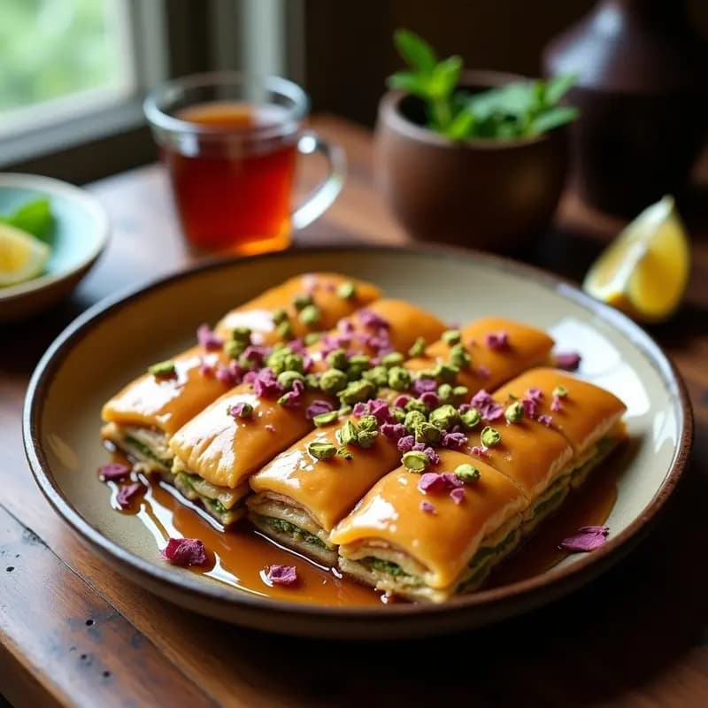 Baklava Turco de Pistacho y Rosa de Damasco: Receta Tradicional con Toque Floral en 1 Hora