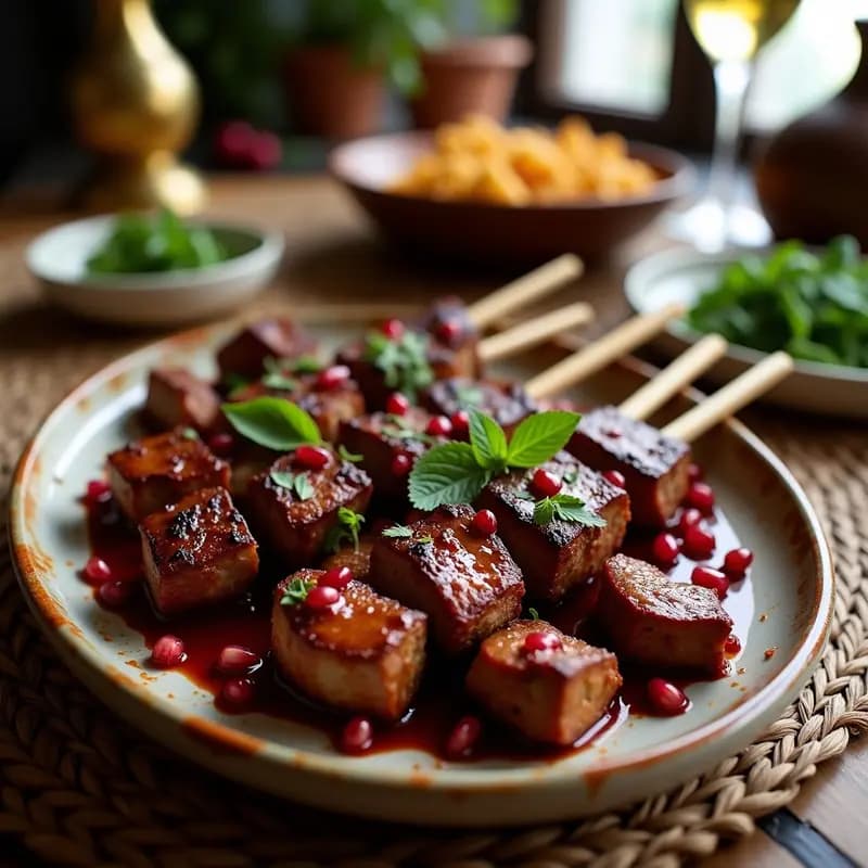 Bakra Eid Lamb Kebab con Salsa de Granada: Receta Pakistán de Cordero a la Parrilla