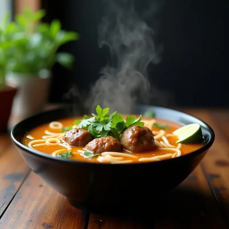 Bakso Indonesio con Albóndigas de Res y Fideos: Sopa Picante y Sabrosa en 30 Minutos