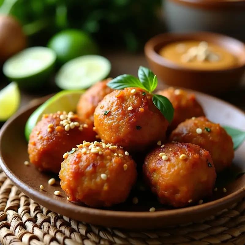Bakso Goreng de Tempeh y Champiñones: Albóndigas Indonesianas Veganas en Airfryer