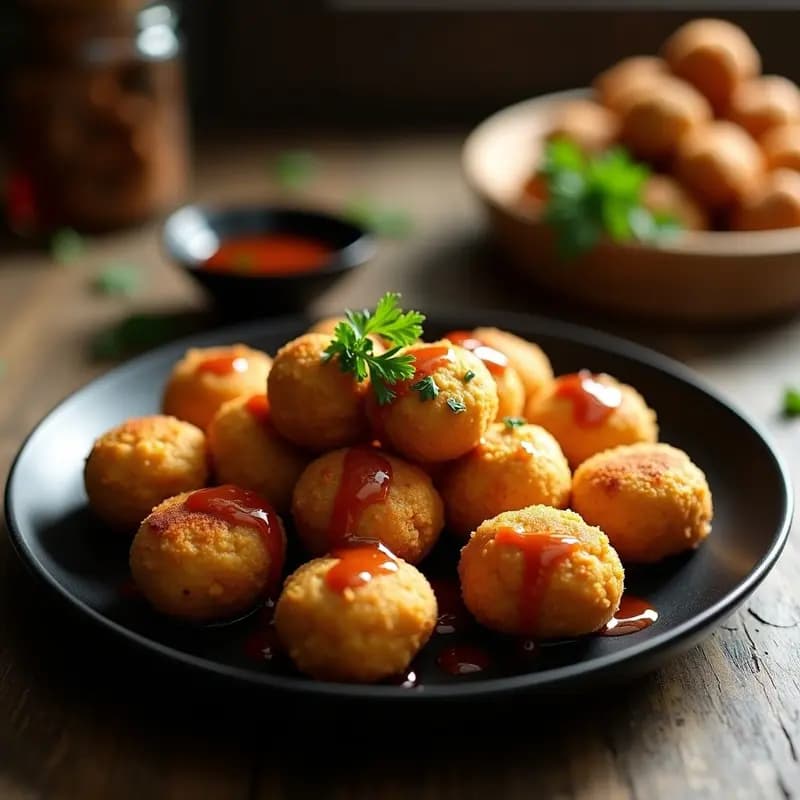 Bakso Goreng: Albóndigas Indoneas de Tofu y Champiñones Fritas en Airfryer