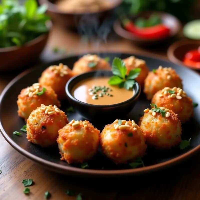 Bakso Goreng Indonesio: Albóndigas de Tofu y Tempeh Crujientes en Sartén