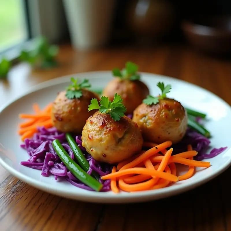 Bakso de Pollo y Verduras al Vapor: Receta Indonesa en Airfryer Sin Freír