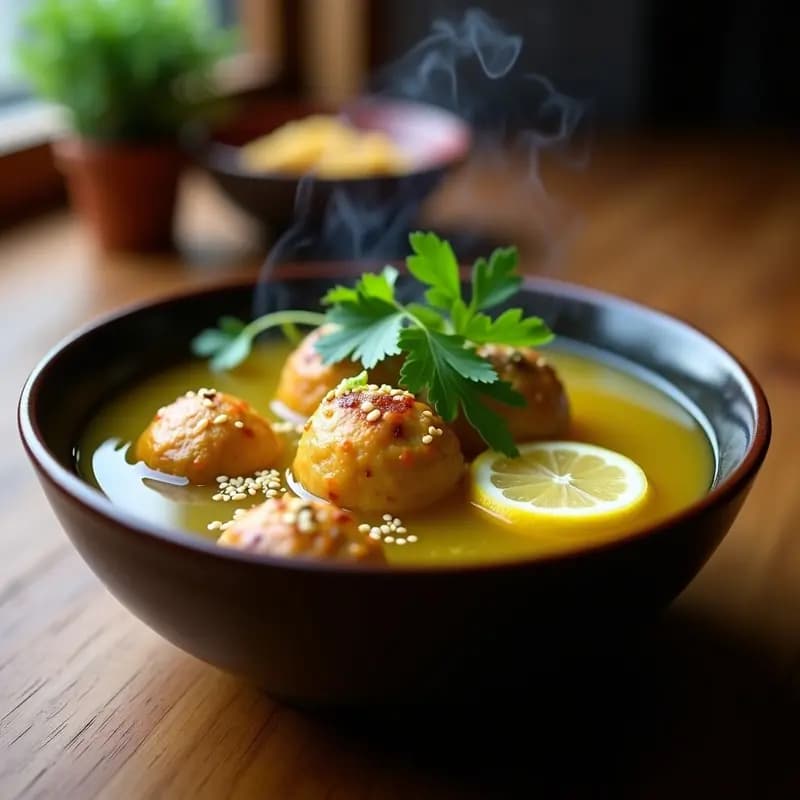 Bakso de Tofu: Albóndigas Indonesias en Caldo de Jengibre y Limón