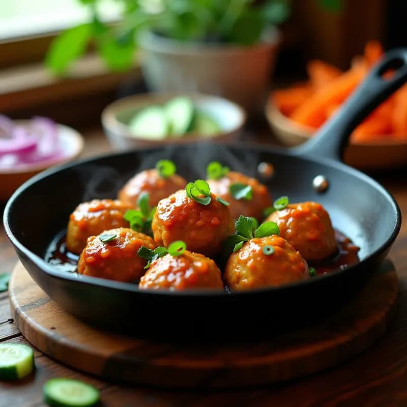 Bakso de Tofu y Verduras con Salsa de Soya Dulce: Receta Indonesa Vegana y Jugosa