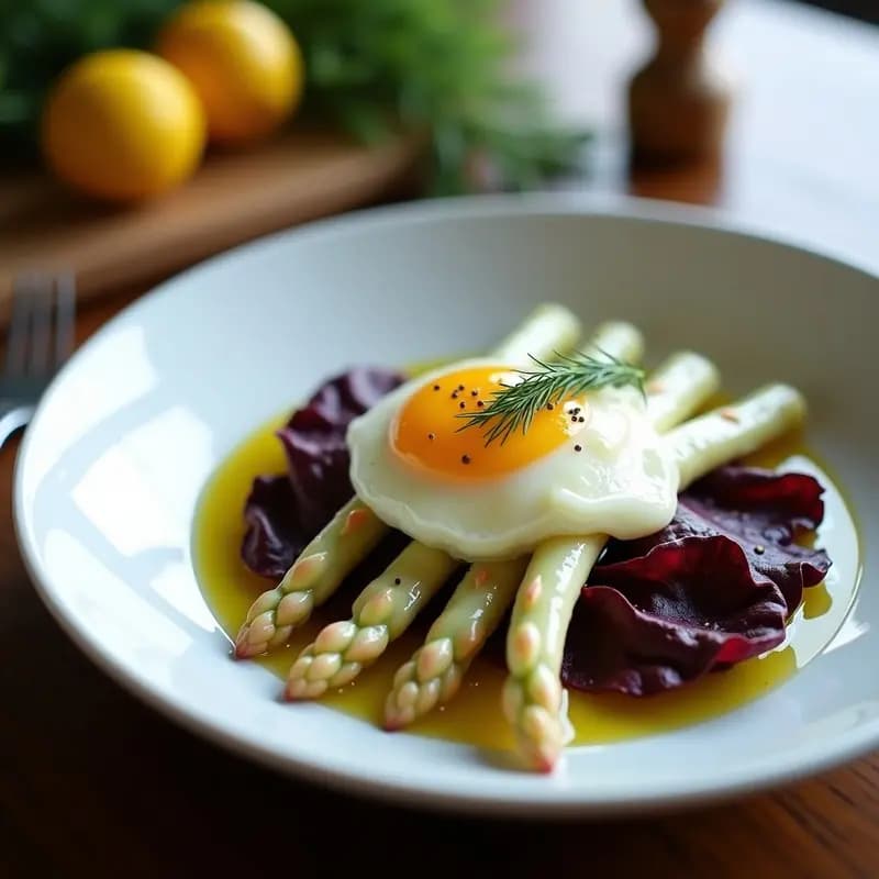 B inaktic de Espárragos con Huevo y Vinagreta de Limón: Receta Serbia de Primavera