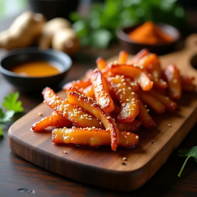 Bakwa de Cerdo con Miel y Cinco Especias Chinas: Aperitivo Taiwanés Crujiente en Horno