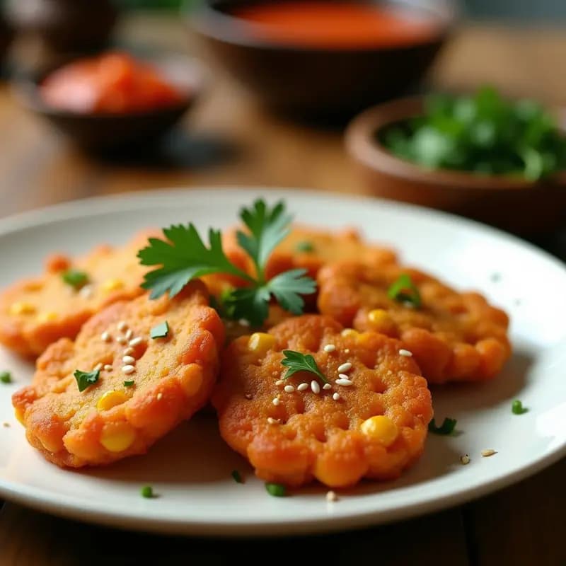 Bakwan Jagung (Buñuelos de Maíz y Zanahoria) con Salsa Picante de Samba: Aperitivo Indonesio en Airfryer