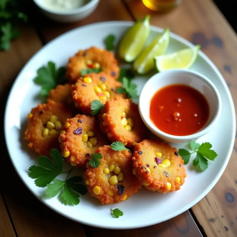 Bakwan Jagung (Croquetas de Maíz Indonasias) con Salsa Sambal: Aperitivo Crujiente en Airfryer