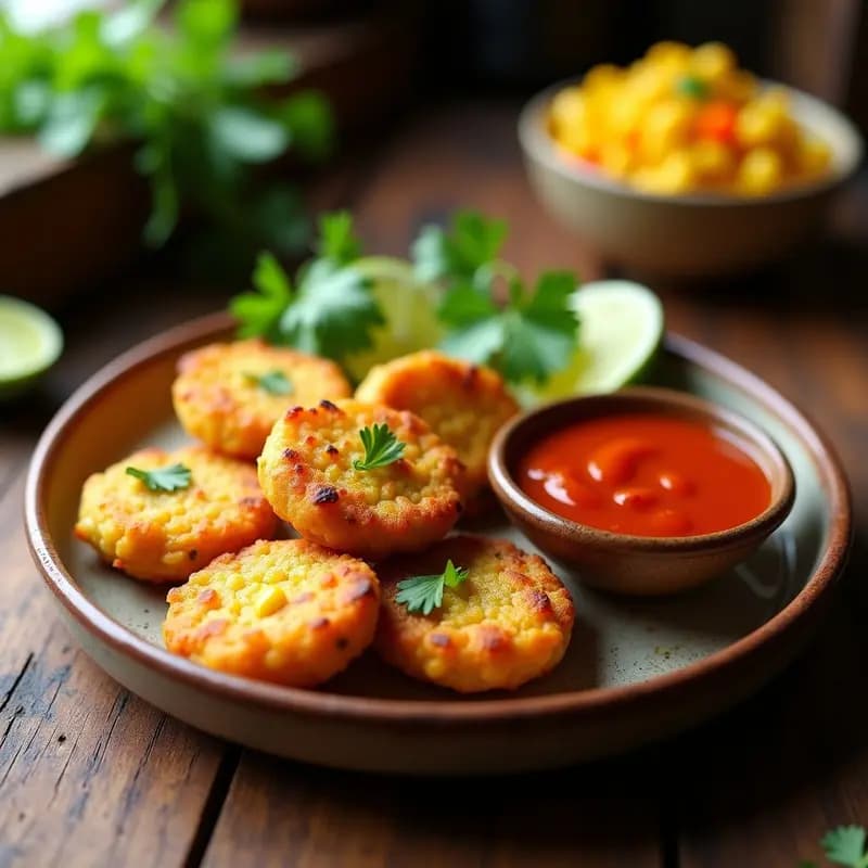 Bakwan Jagung: Tortitas de Maíz Indonasias con Salsa de Chile y Lima