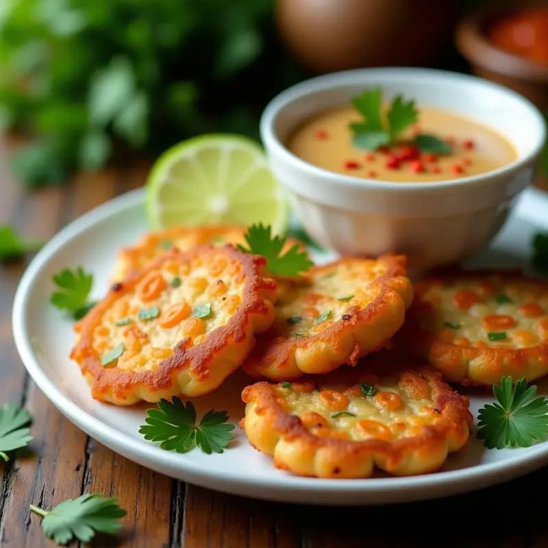 Bakwan Sayur: Croquetas de Verduras Indonecias Crujientes con Salsa de Cacahuete y Lima