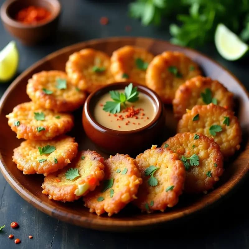 Bakwan Sayur Indonesio de Verduras y Salsa de Cacahuete: Aperitivo Crujiente en Freidora de Aire