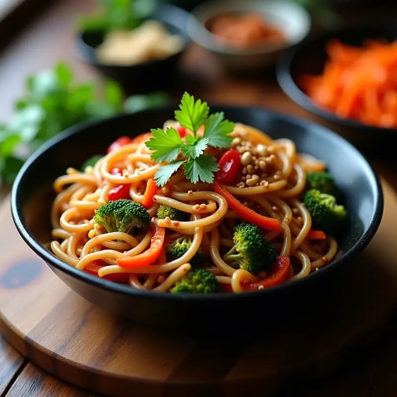 Bami Goreng de Fideos de Arroz: Receta Indonesia con Verduras y Salsa Kecap Manis