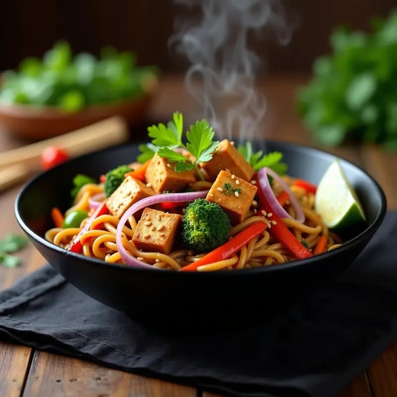 Bami Goreng Indonesio de Fideos con Verduras y Tofu: Receta Vegana y Rápida