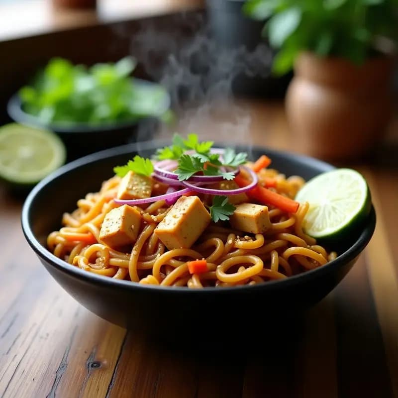 Bami Goreng con Tofu y Brotes de Soja: Fideos Indonesios Veganos y Rápidos