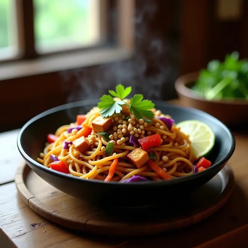 Bami Goreng de Tofu y Verduras: Fideos Indonesios Vegan Os en Wok